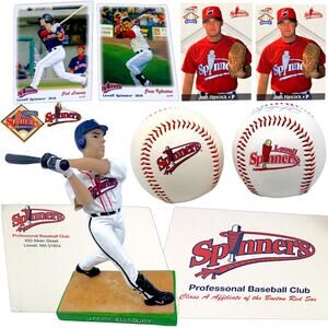 Lowell Spinners Jacoby Ellsbury Figure, Signed Baseballs, Pins & Cards